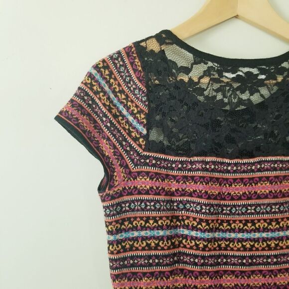 𝅺Sparrow Anthropologie Cashmere Blend Knit Intarsia Lace Mini Dress Size XS - Picture 10 of 11